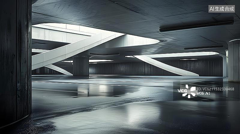 【AI数字艺术】3D现代城市建筑及广场空地背景图图片素材