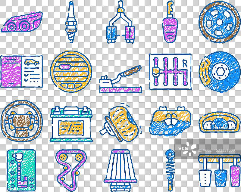 手绘汽车车辆细节图标图片素材