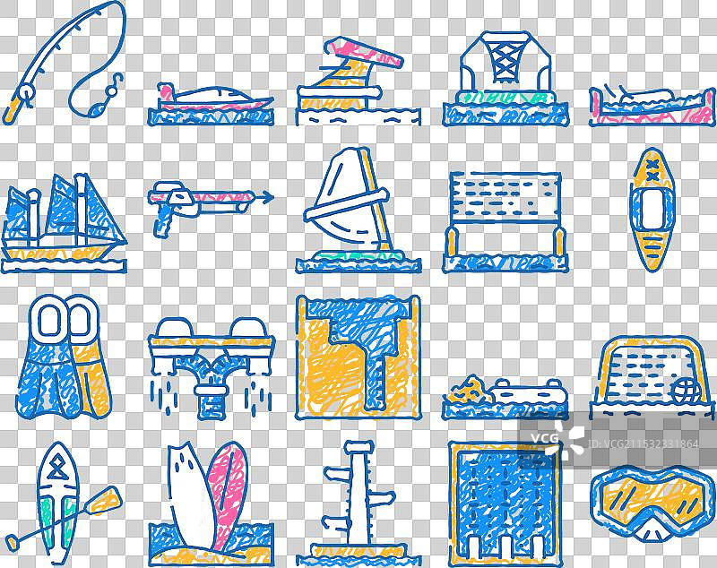 水上运动活跃职业图标手绘图片素材