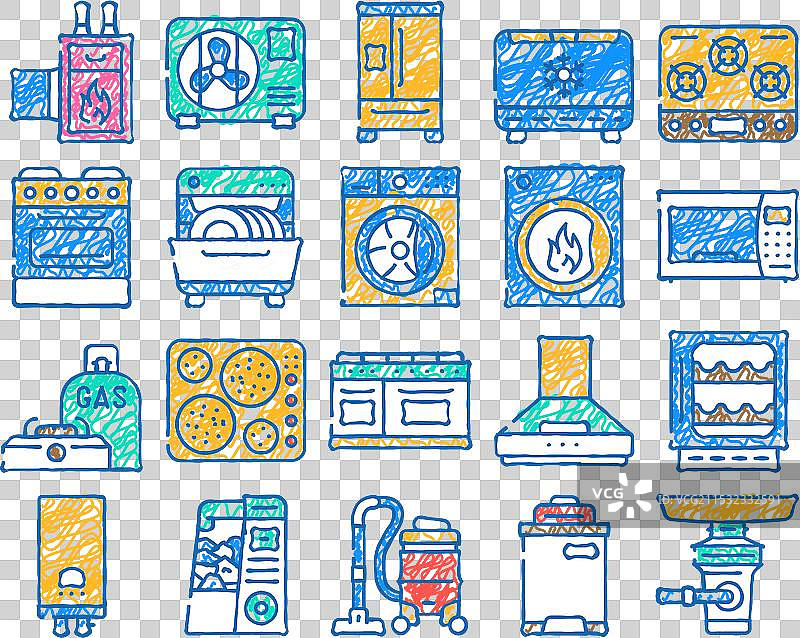 家用电器科技图标手绘图片素材