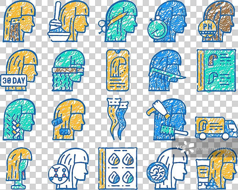 手绘发型服务图标图片素材