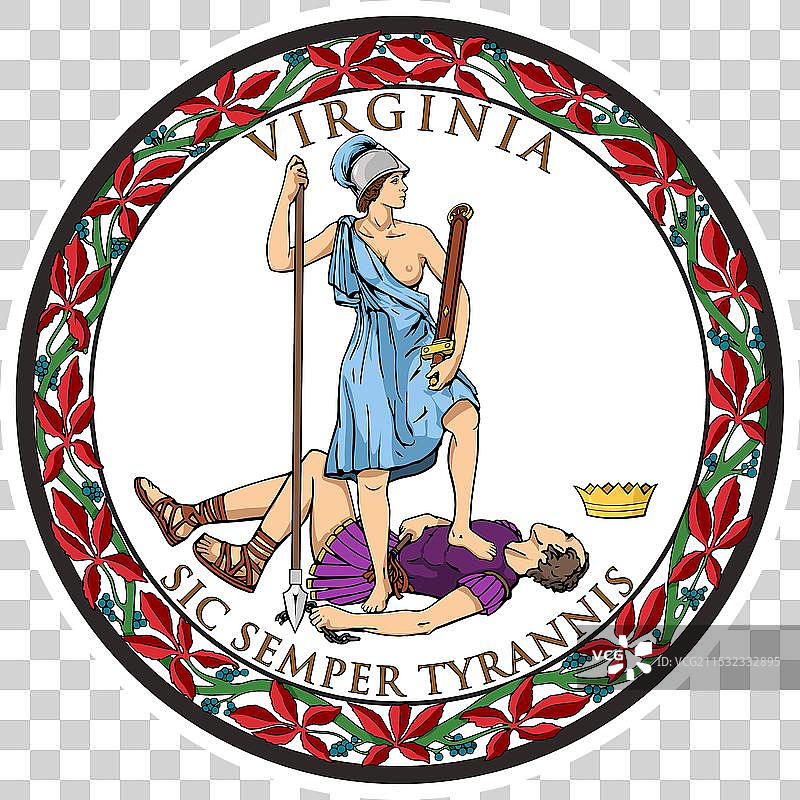 弗吉尼亚州州徽的准确纹章图片素材