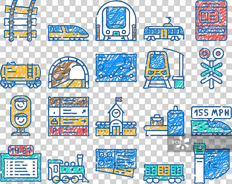 手绘铁路火车运输图标图片素材