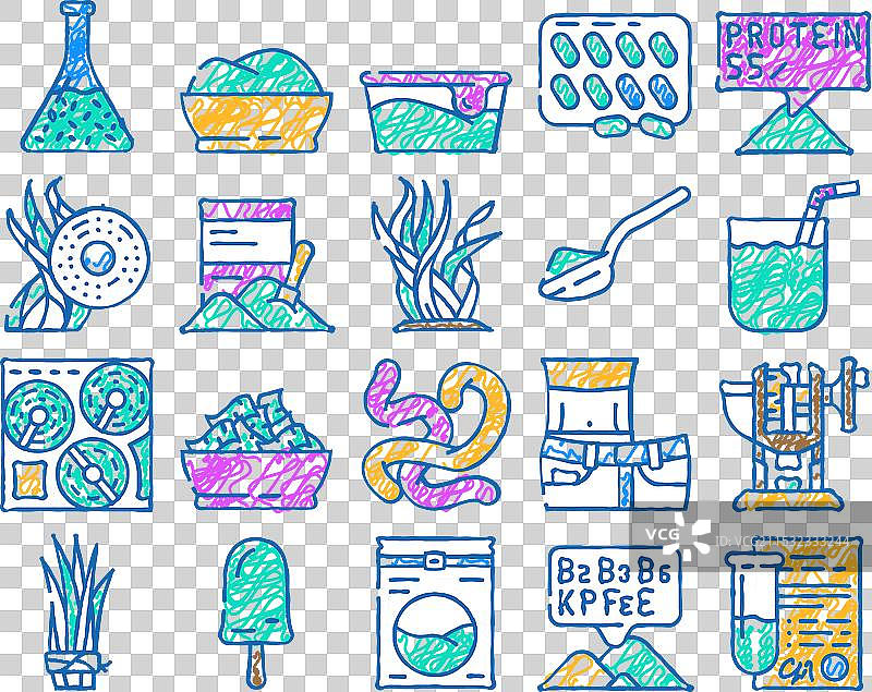 手绘螺旋藻营养成分图标图片素材