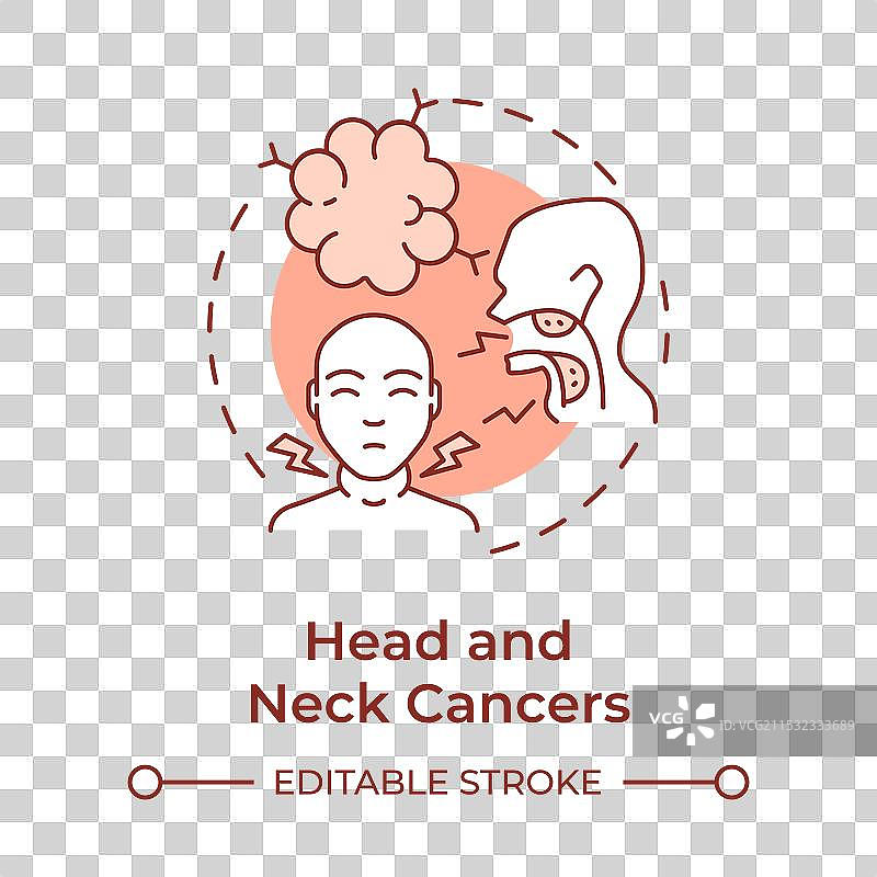 头颈癌软红色概念图标图片素材
