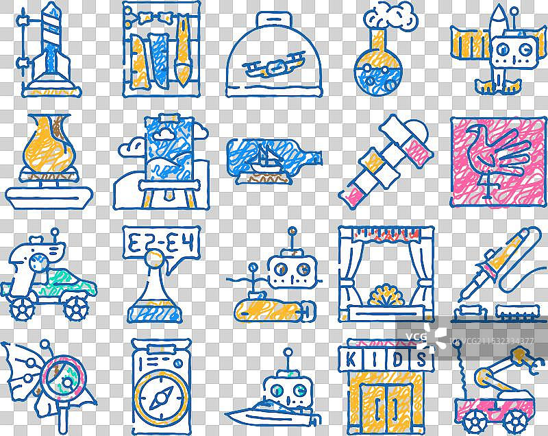 儿童俱乐部爱好搞笑职业图标手绘图片素材