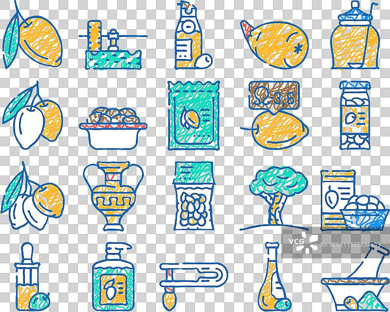 手绘橄榄油绿色树枝叶子图标图片素材