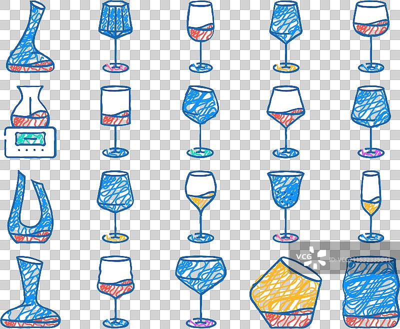 手绘红酒杯饮品图标图片素材