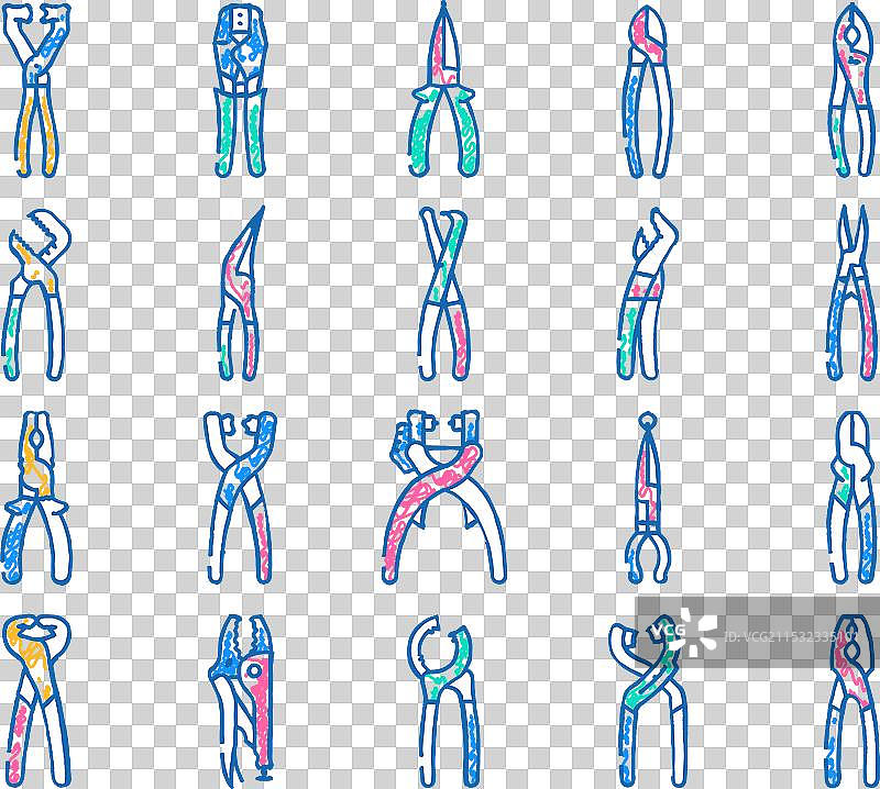 手绘钳子工具维修图标图片素材