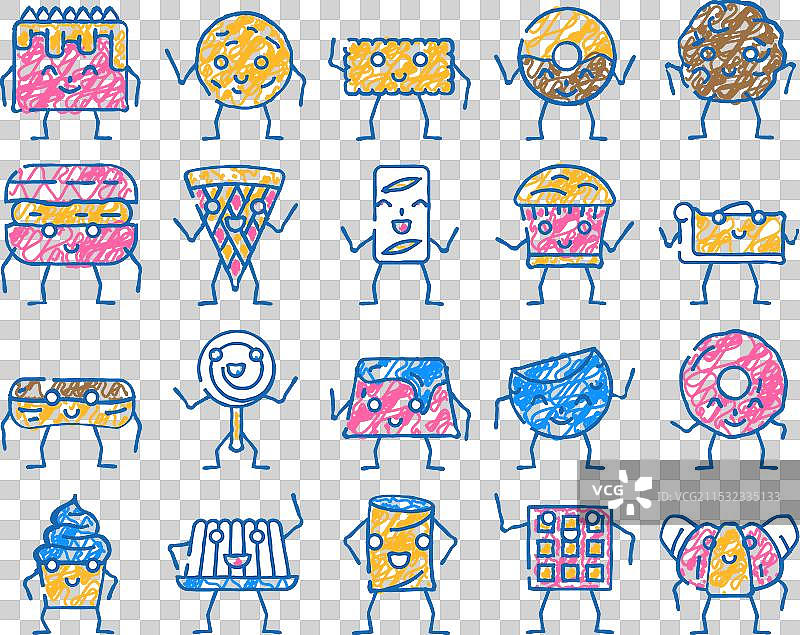 可爱的手绘甜点角色图标图片素材