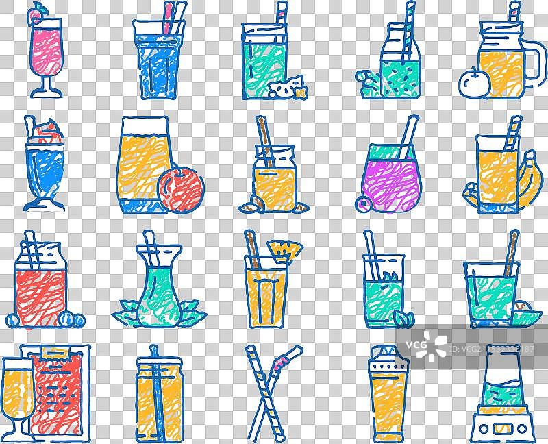 手绘果汁饮料图标图片素材