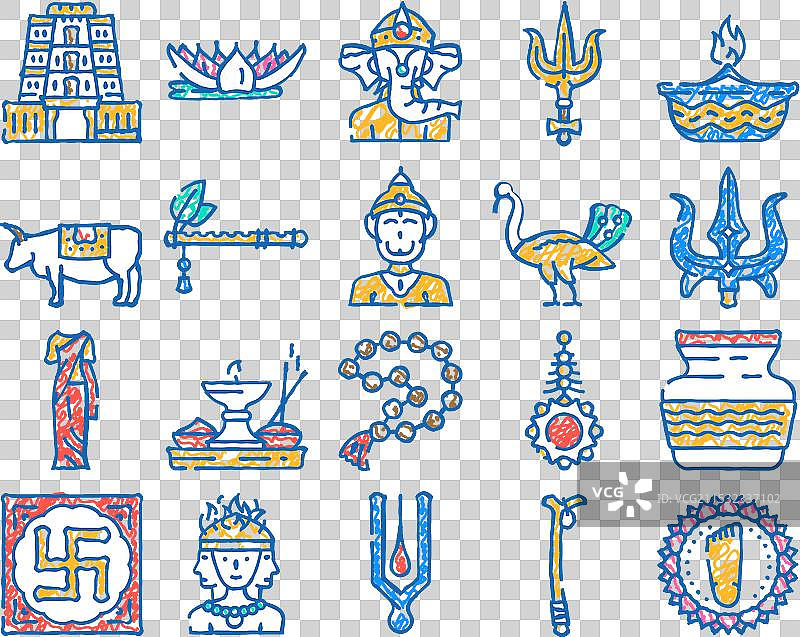 手绘的印度教神祇“OM”图标图片素材