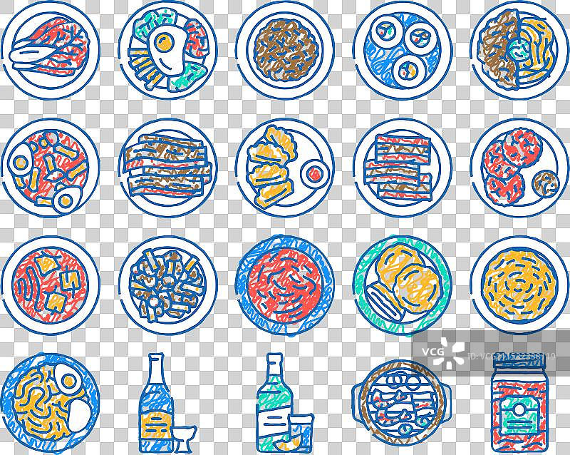 手绘的韩国美食餐饮图标图片素材