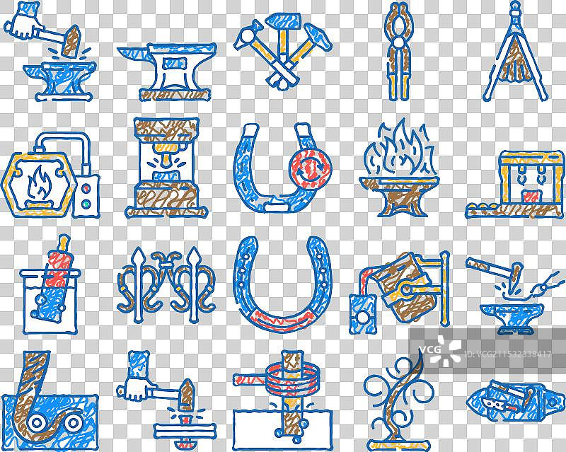 手绘黑smith锻造铁砧工作图标图片素材