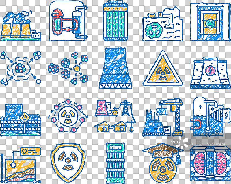 核能工程师原子图标手绘图片素材