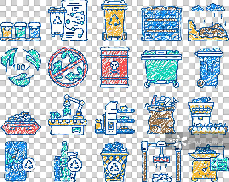 手绘垃圾分类塑料图标图片素材