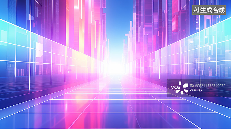 【AI数字艺术】充满未来感的虚拟通道图片素材