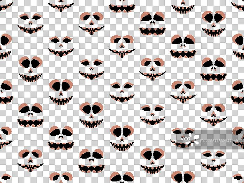 万圣节恐怖面孔的无缝图案图片素材