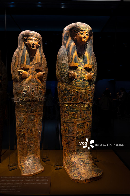 上海博物馆埃及文物展佩德阿蒙的彩绘人形棺 西克莫无花果木 第21王朝 埃及国家博物馆图片素材
