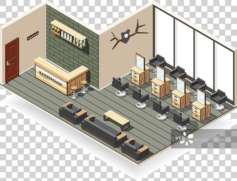 理发店室内等角构图图片素材