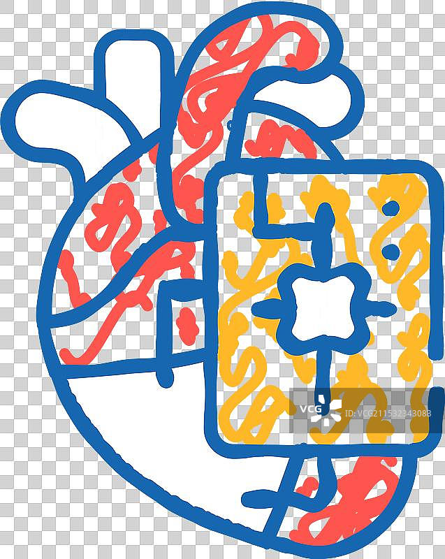 心脏图标的微芯片涂鸦图片素材