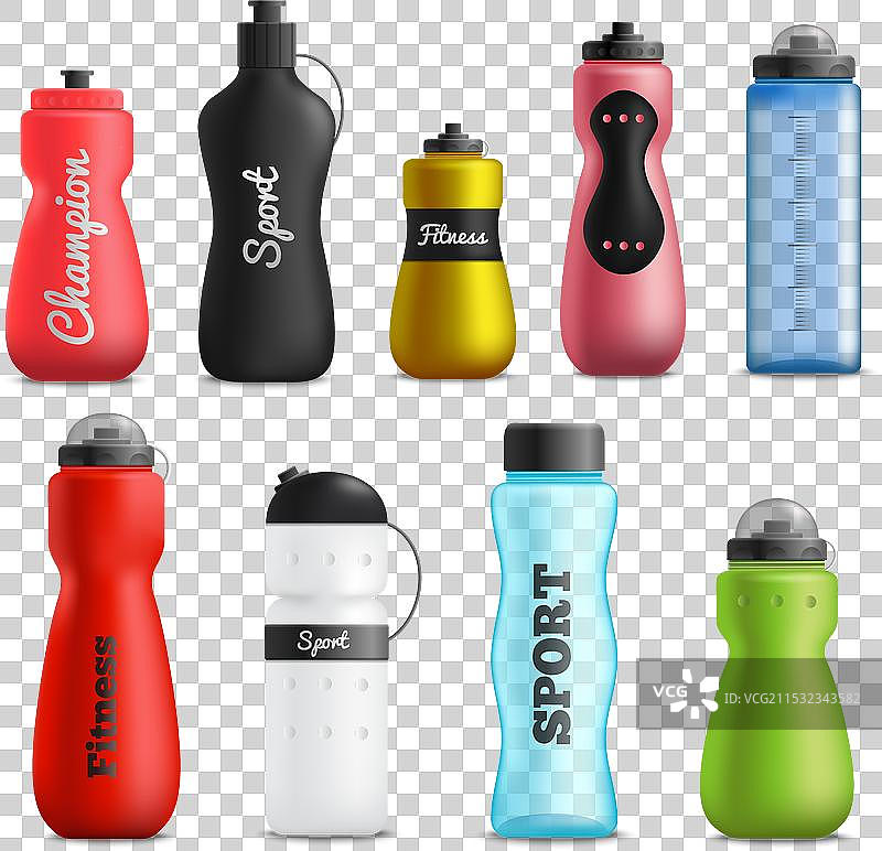 健身饮料瓶真实套装图片素材