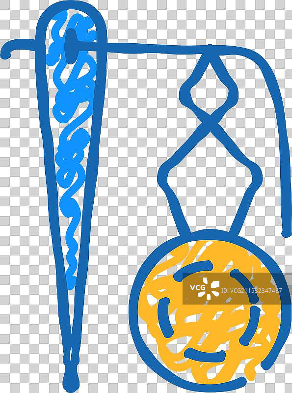 在孔眼中插入线的图标涂鸦图片素材