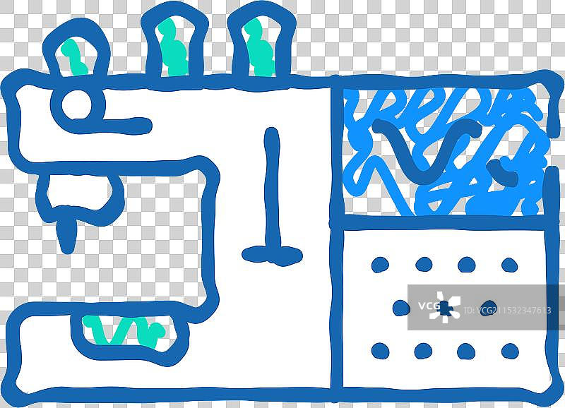 带有可编程刺绣图标的缝纫机图片素材