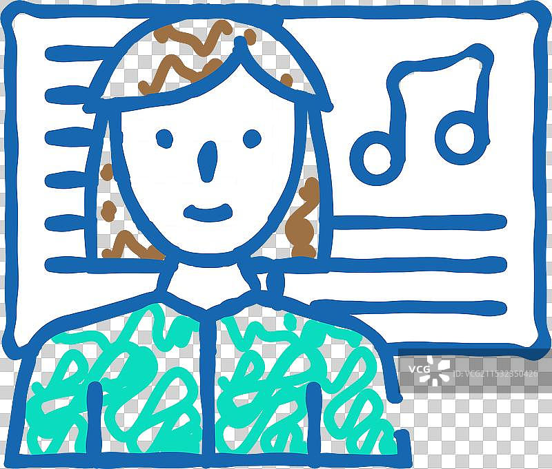音乐家女性职业图标涂鸦图片素材