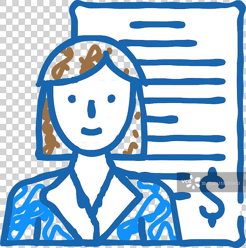 会计女性职业图标涂鸦图片素材