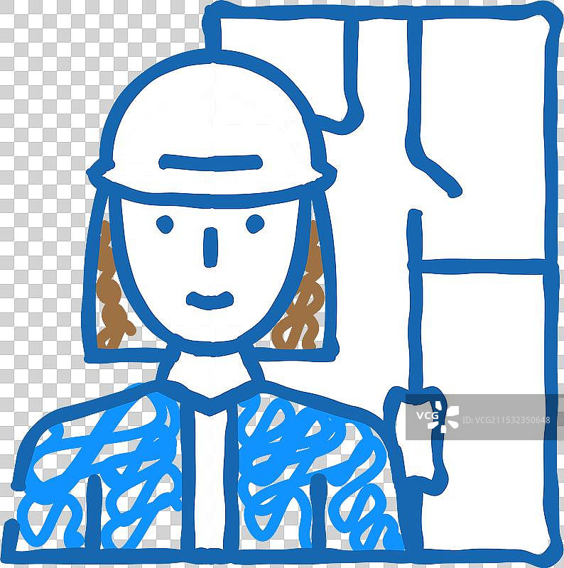 建筑师女性职业图标涂鸦图片素材