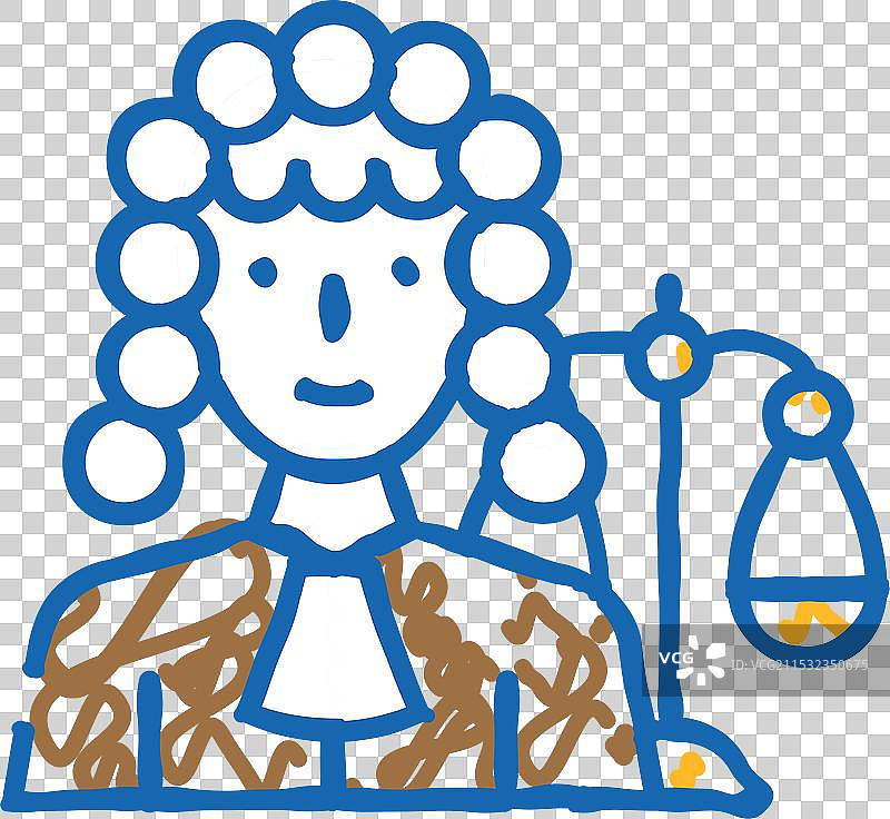 法官女性职业图标涂鸦图片素材