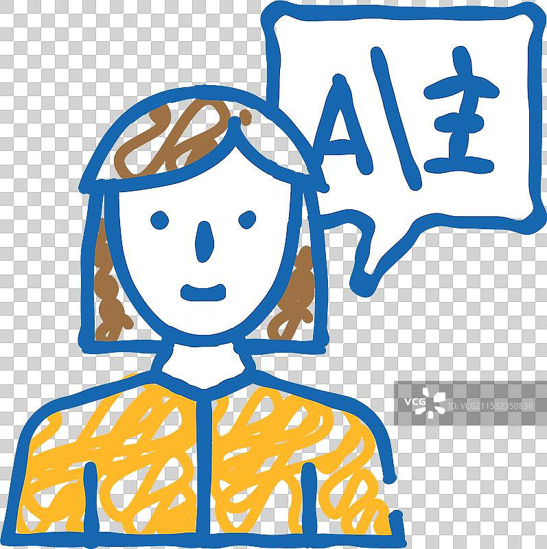 翻译员女性职业图标涂鸦图片素材