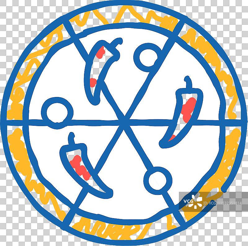 带有辣椒的比萨图标涂鸦图片素材