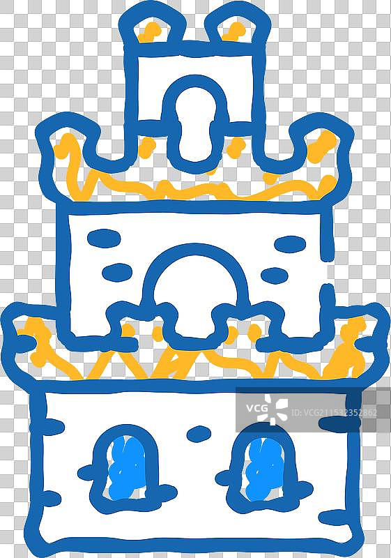 复古城堡塔楼建筑图标涂鸦图片素材