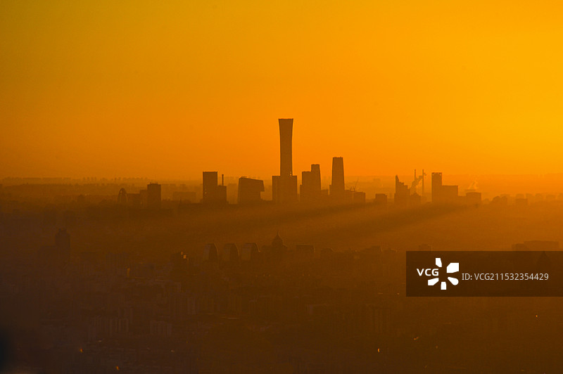 CBD日出剪影图片素材