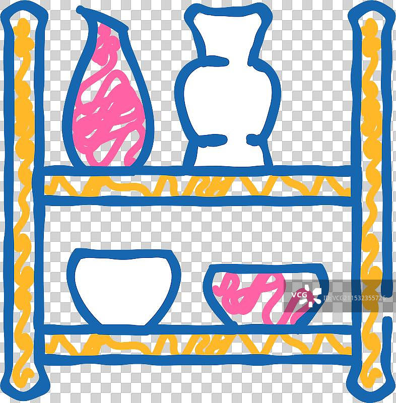 架子上的花盆图标涂鸦图片素材