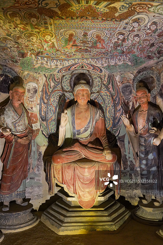 上海 中华艺术宫 何以敦煌 敦煌艺术大展 第45窟 复制窟 精美塑像馆图片素材