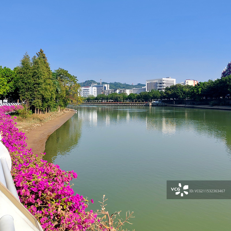 天沙河两岸的美丽风光图片素材
