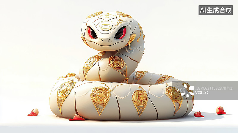 【AI数字艺术】可爱手办蛇年生肖蛇插画图片素材