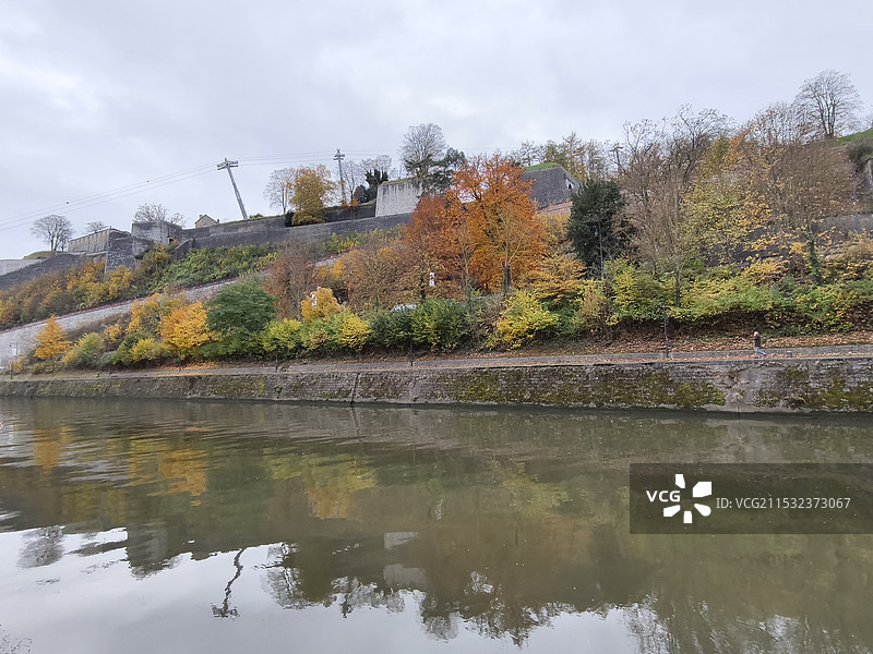 那慕尔城堡马斯河风景图片素材