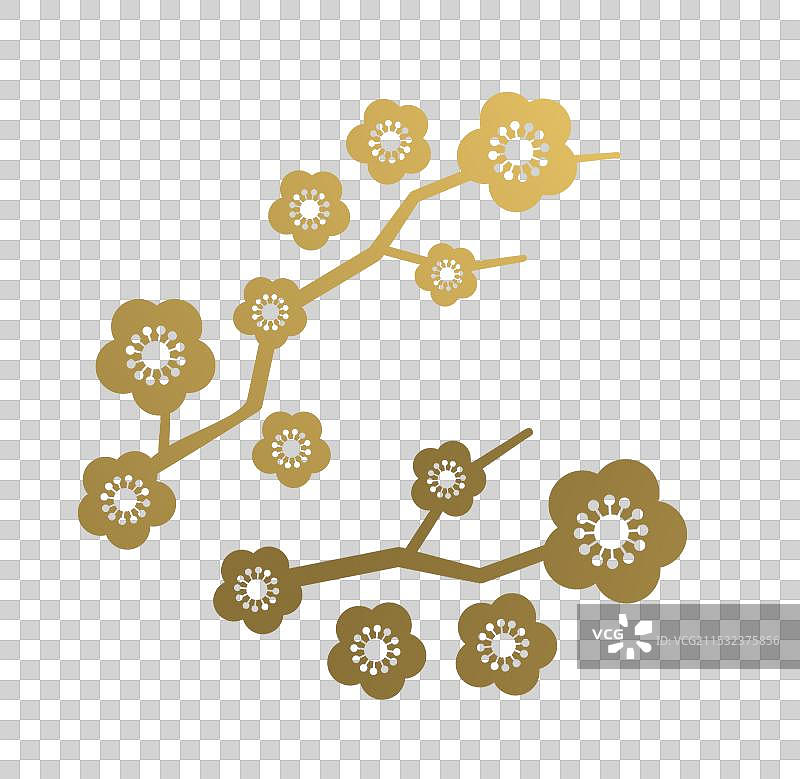 盛开的金色梅花树图片素材