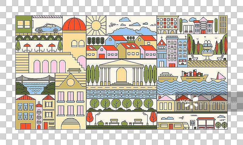 几何城市景观图案抽象城市图片素材