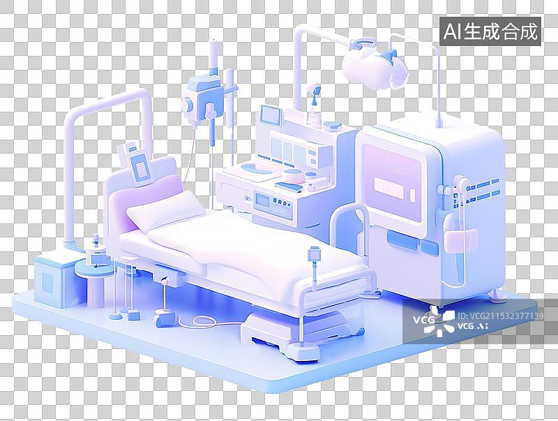 【AI数字艺术】3D诊疗室，医美，医院，设备用品，背景插图插画图片素材