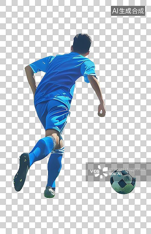 【AI数字艺术】青年足球运动员在草地上踢球，竞技运动，射门，背景插图 插画图片素材