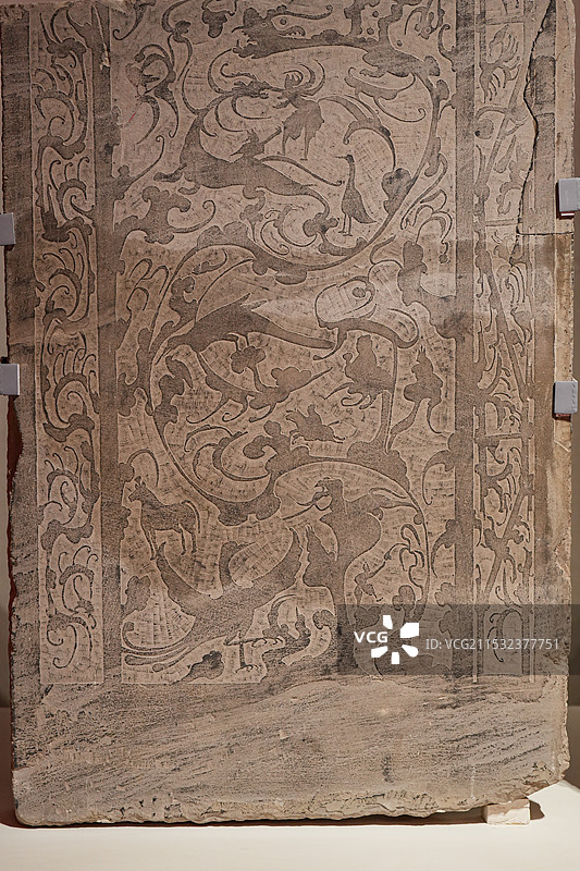 汉代 画像石 山西离石马茂庄汉墓出土图片素材