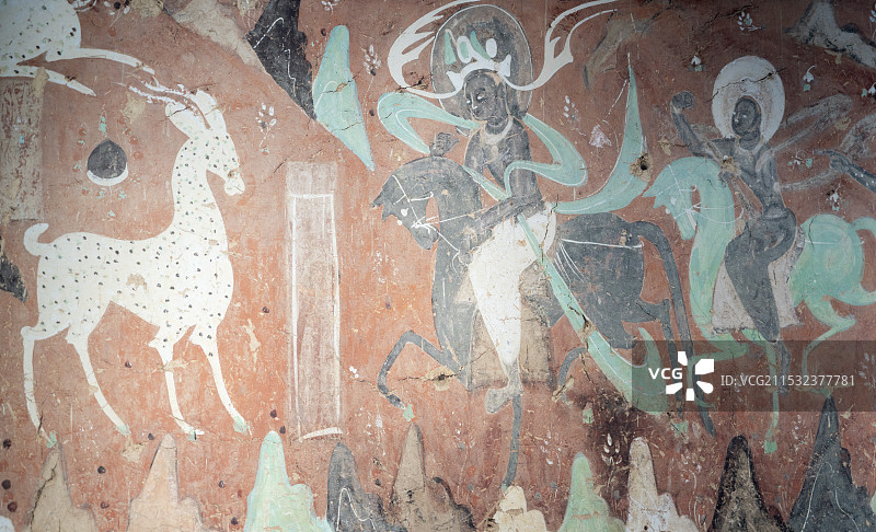 深圳市当代艺术与城市规划馆 敦煌美学与世界的连接 莫高窟257窟 鹿王本生 （北魏）图片素材