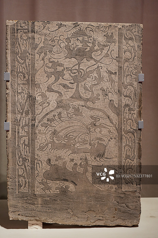 汉代 画像石 山西离石马茂庄汉墓出土图片素材