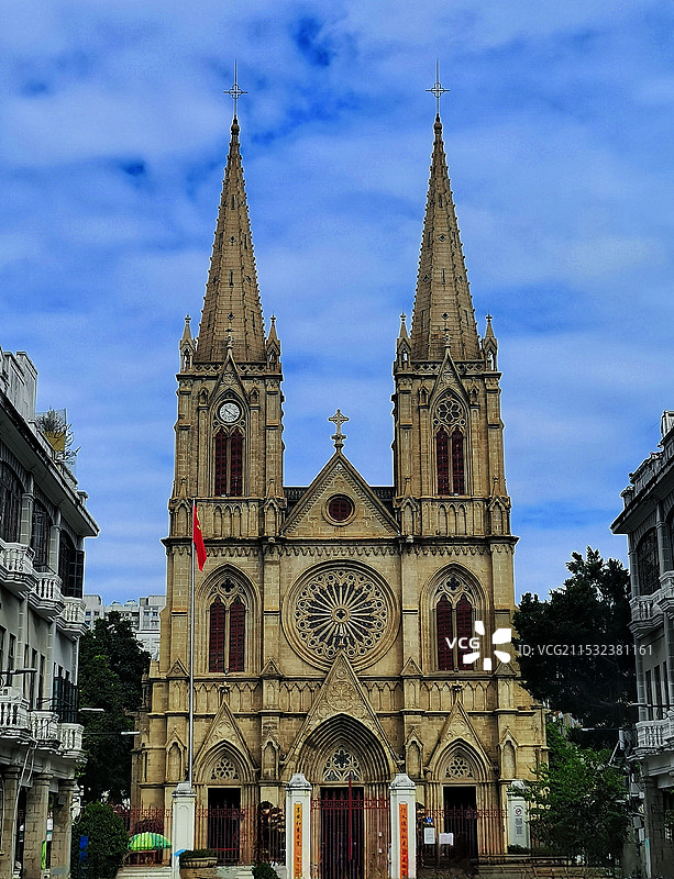 广州圣心大教堂正视图图片素材