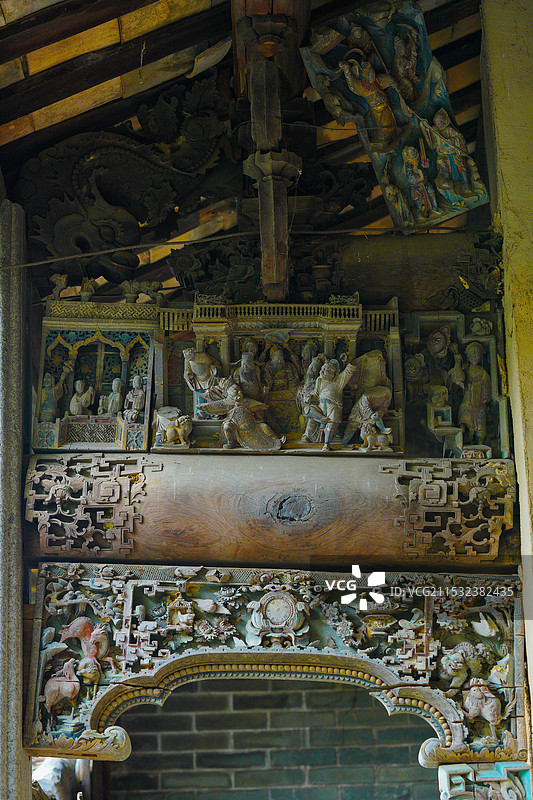 中国广东省广州市增城区到蔚村鸦岗村双桂堂历史文化建筑之美！图片素材